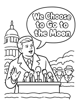 Free printable President Kennedy Giving Moon Speech coloring page