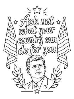 Free printable John F Kennedy Famous Inaugural Quote coloring page