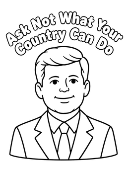 Free printable John F Kennedy Portrait With Quote coloring page