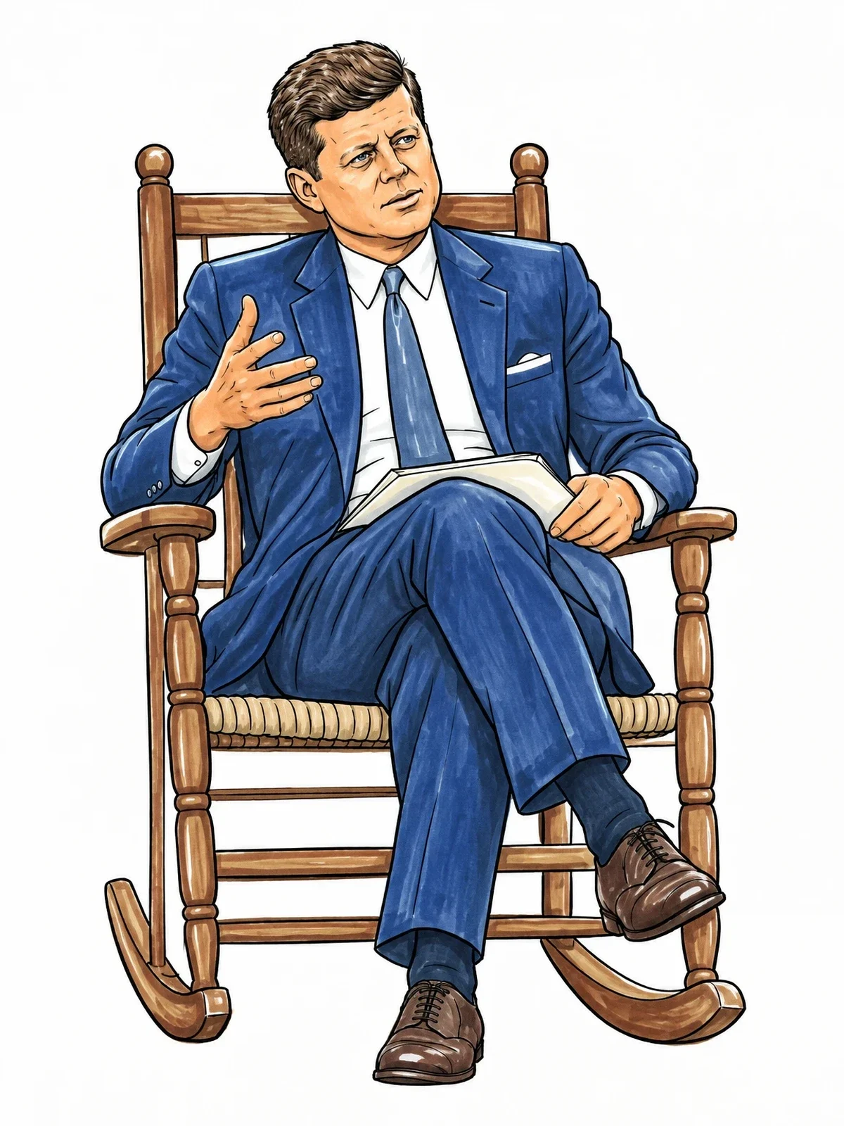 Colored example of the John F. Kennedy In Rocking Chair coloring page