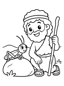 Free printable John The Baptist And Friendly Locust coloring page