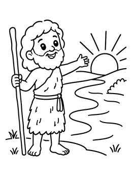 Free printable John The Baptist Greeting Sunrise coloring page