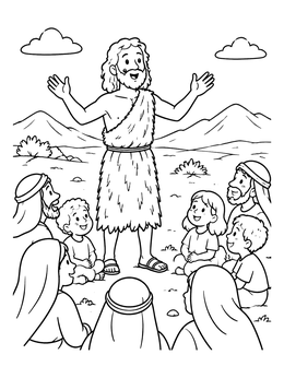 Free printable John The Baptist Preaching Outdoors coloring page