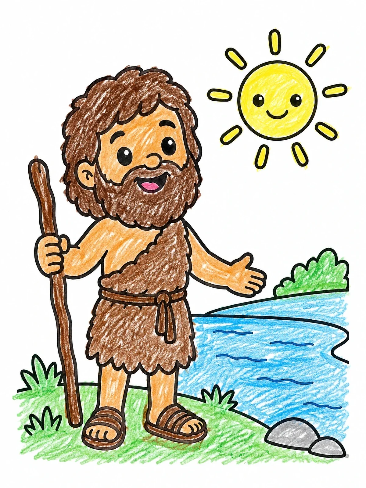 Colored example of the John The Baptist By The River coloring page