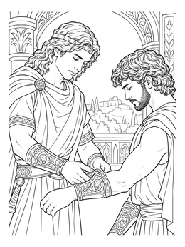 Free printable Jonathan Fastening Wrist Bracers For David coloring page
