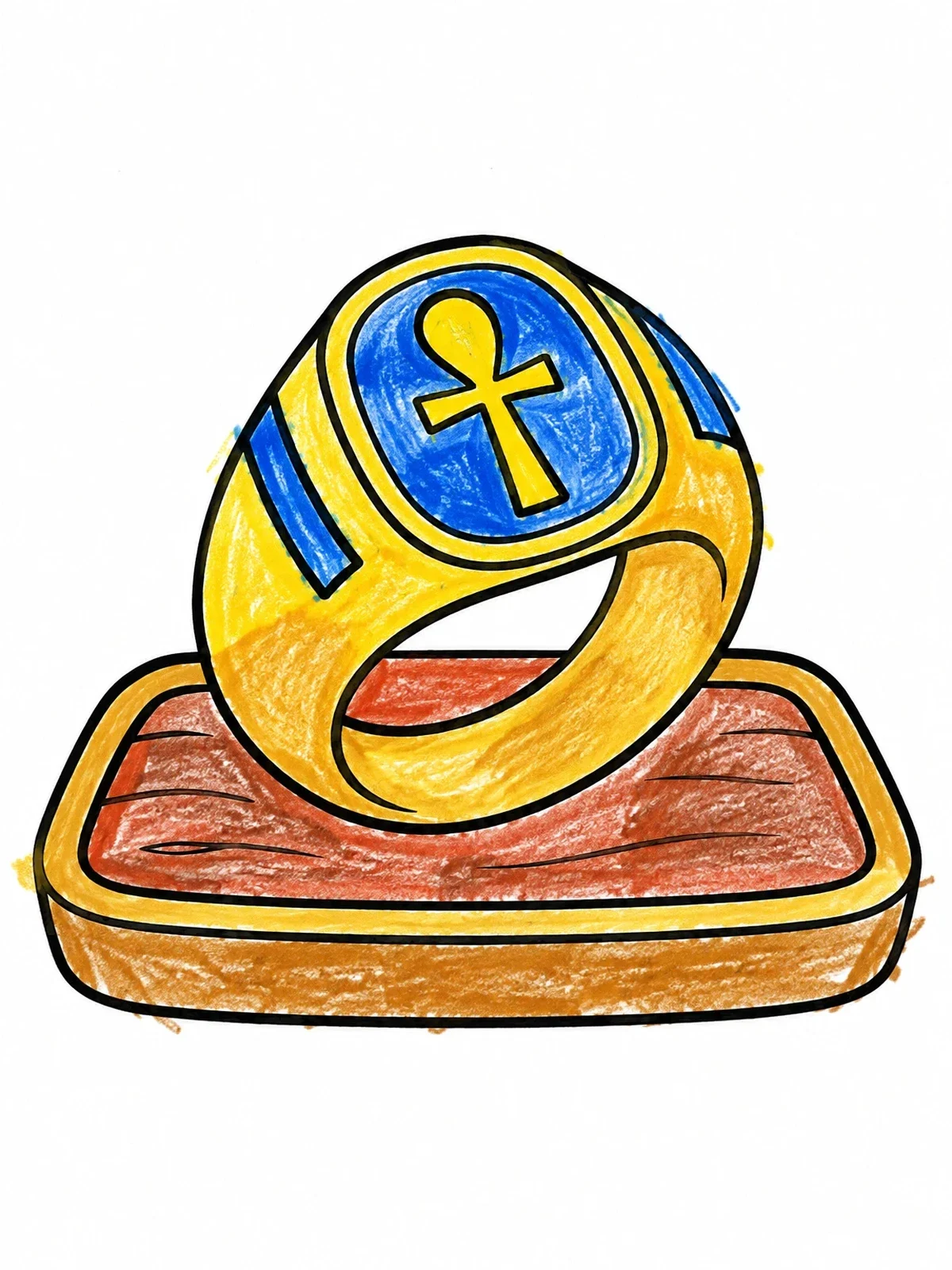Colored example of the Egyptian Signet Ring On Tray coloring page