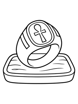 Free printable Egyptian Signet Ring On Tray coloring page