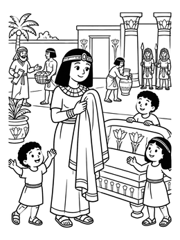 Free printable Egyptian Lady Holding A Robe coloring page