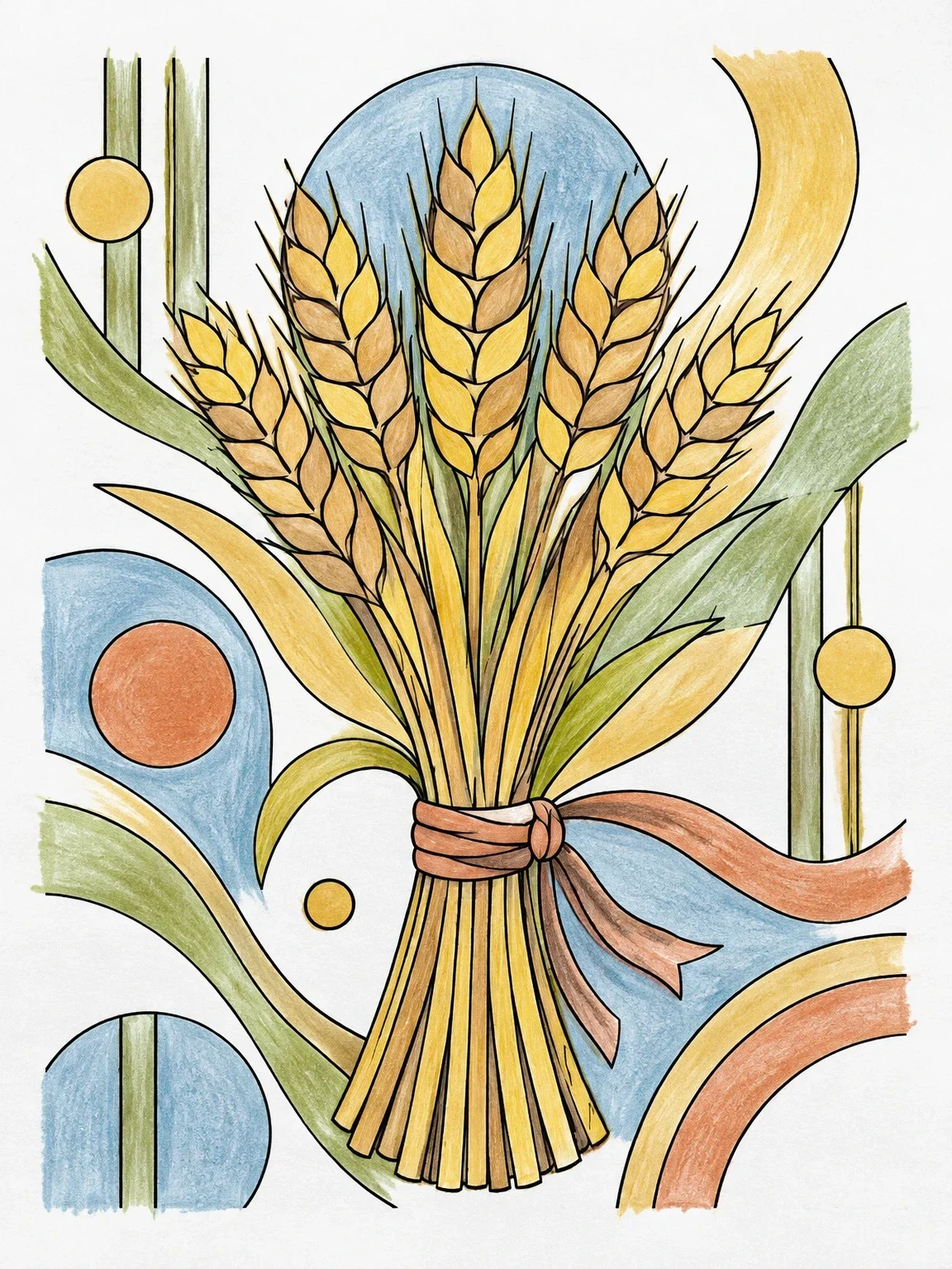 Colored example of the Tied Sheaf Of Wheat Grain coloring page
