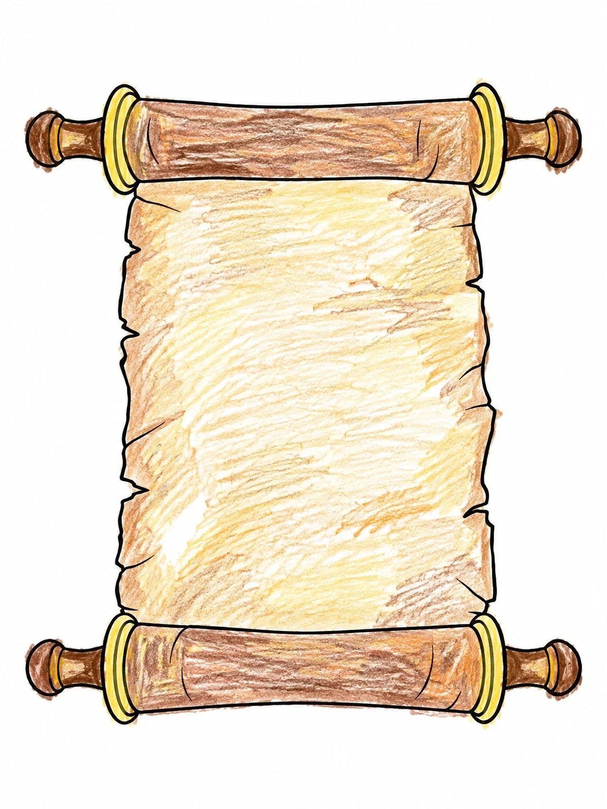 Colored example of the Ancient Unrolled Parchment Scroll coloring page