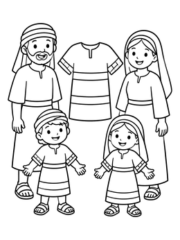 Free printable Biblical Family With Striped Tunic coloring page