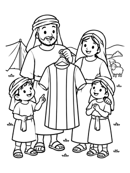 Free printable Family Displaying The Striped Tunic coloring page