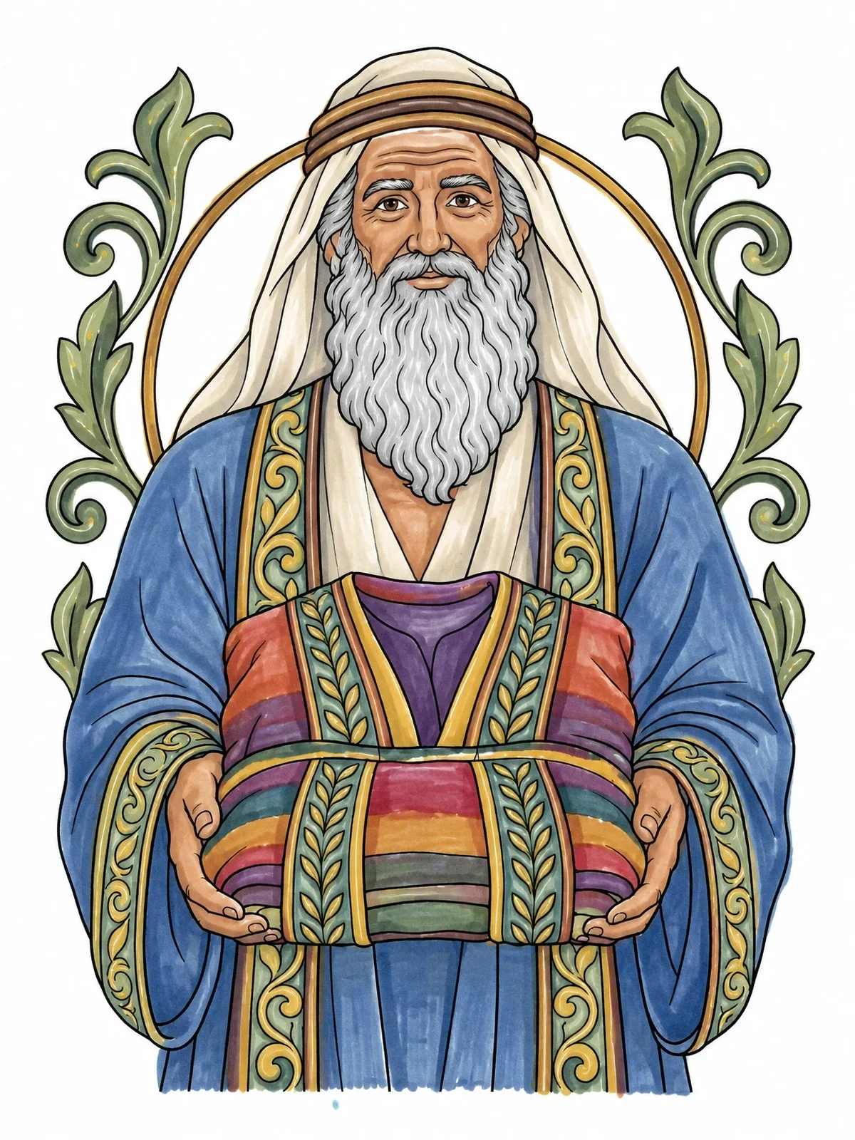 Colored example of the Jacob Holding The Special Robe coloring page