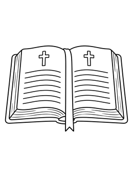 Free printable Open Holy Bible With Ribbon Bookmark coloring page