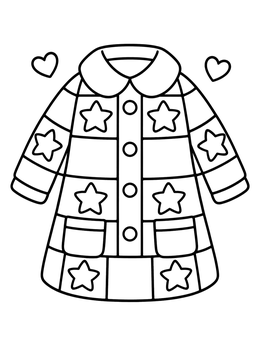Free printable Patchwork Coat With Stars And Hearts coloring page