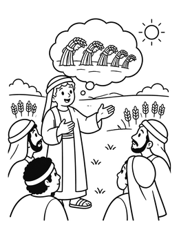 Free printable Joseph Sharing His Wheat Dream coloring page