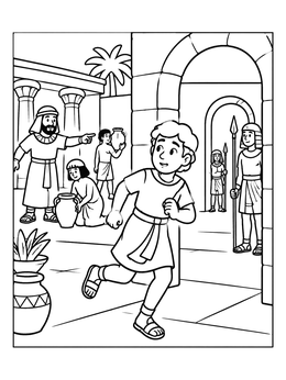 Free printable Joseph Running From Potiphar House coloring page