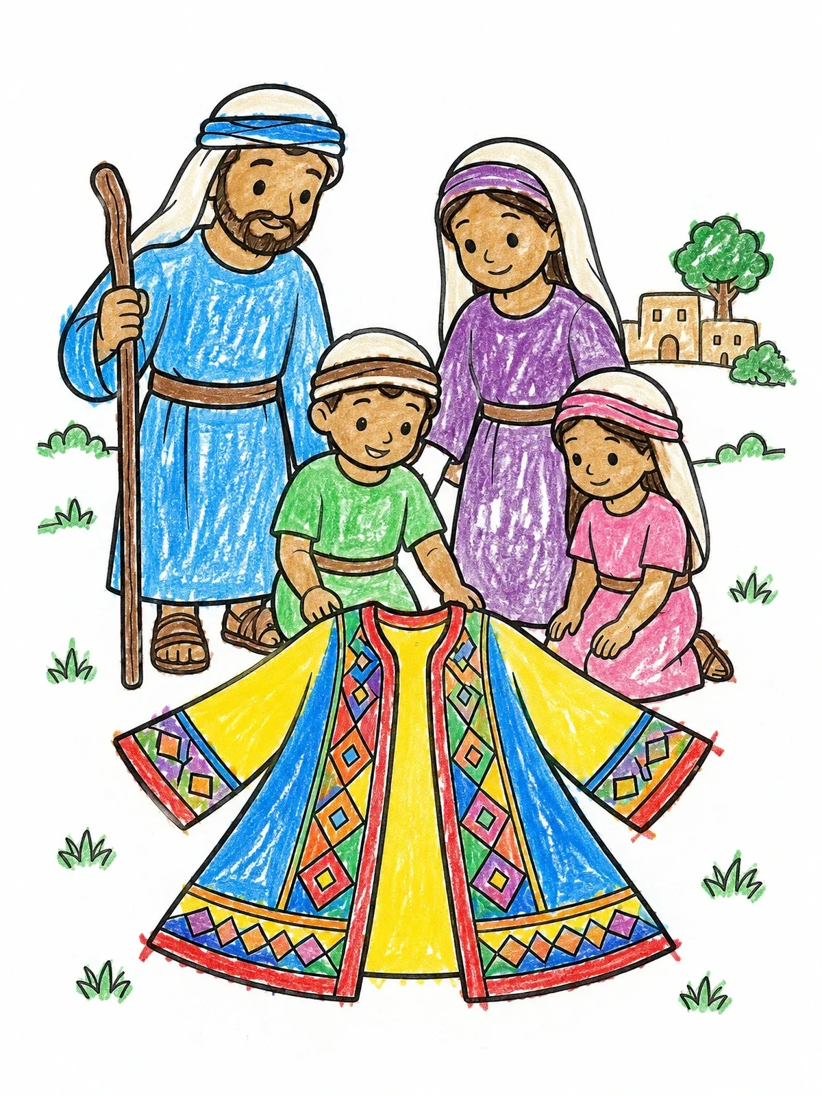 Colored example of the Joseph And His Special Robe coloring page