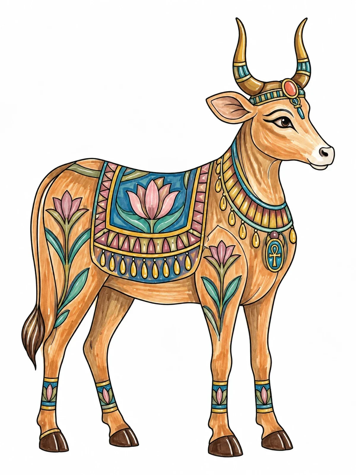 Colored example of the Egyptian Cow From Pharaohs Dream coloring page