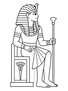 An ancient ruler rests on a throne in this josephs dreams coloring page.