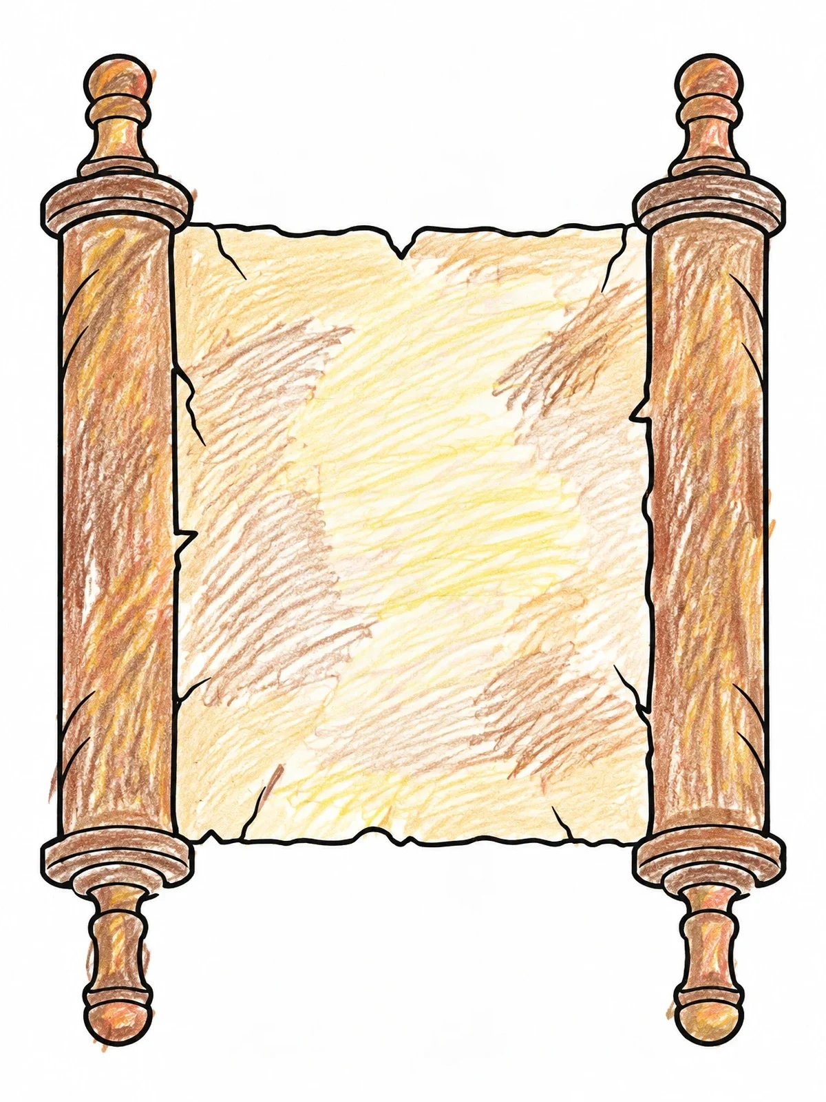 Colored example of the Ancient Biblical Parchment Scroll coloring page