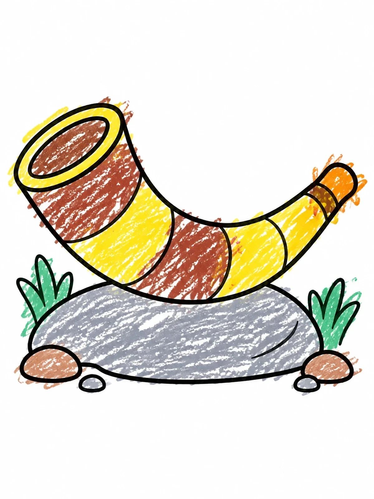 Colored example of the Biblical Shofar Horn On Stone coloring page