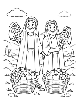 Free printable Joshua And Caleb With Bountiful Fruit coloring page
