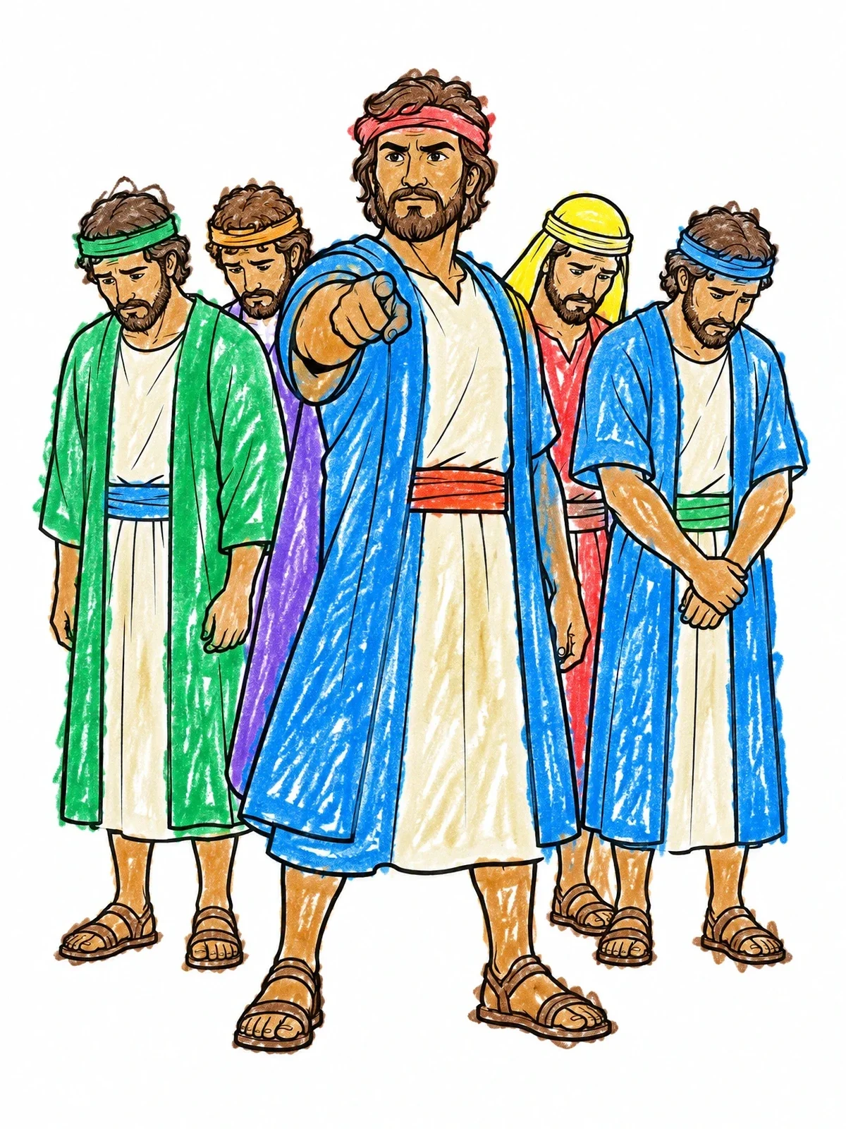 Colored example of the Caleb Standing Resolute Before The Spies coloring page