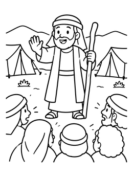 Free printable Caleb Speaking To The Camp coloring page