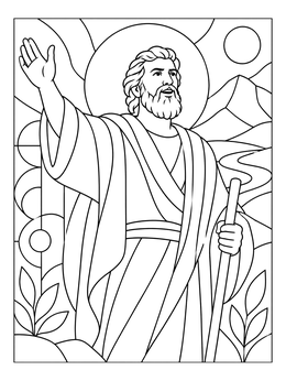 A detailed joshua and caleb coloring page showing Caleb addressing people with raised hand.