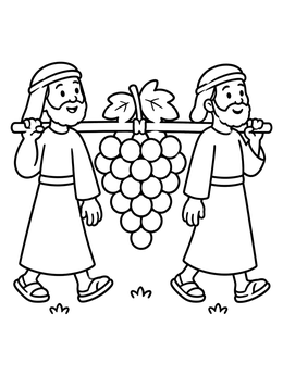 Free printable Joshua And Caleb Carrying Giant Grapes coloring page