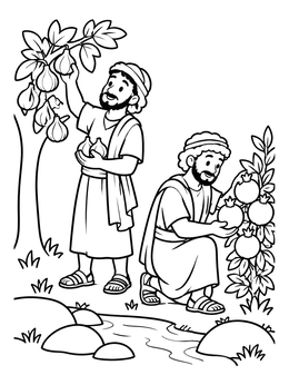 Free printable Joshua And Caleb Gathering Fruit coloring page