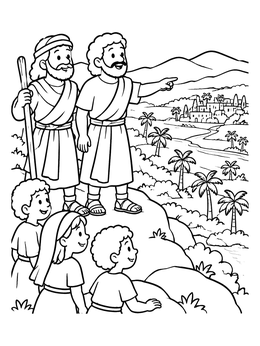 Free printable Joshua And Caleb Overlooking The Valley coloring page