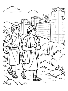 Free printable Joshua And Caleb Scouting The City coloring page