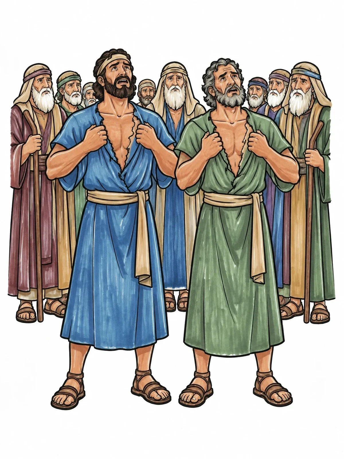 Colored example of the Joshua And Caleb Tearing Their Robes coloring page