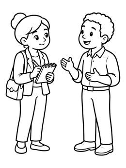 Free printable Journalist Interviewing A Person coloring page