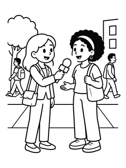 Free printable Journalist Interviewing On The Street coloring page