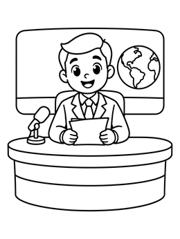 Free printable News Anchor At Studio Desk coloring page