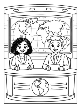 Free printable News Co Anchors In The Studio coloring page