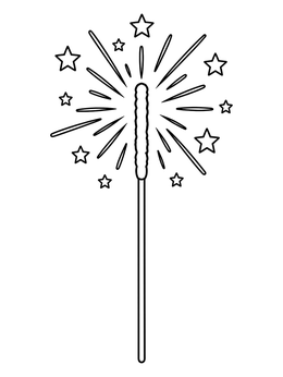 A glowing sparkler stick shines brightly in this joy coloring page.