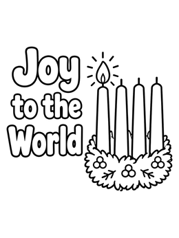 Free printable Joy To The World Advent Wreath coloring page