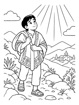 Free printable Juan Diego On Mountain Path coloring page
