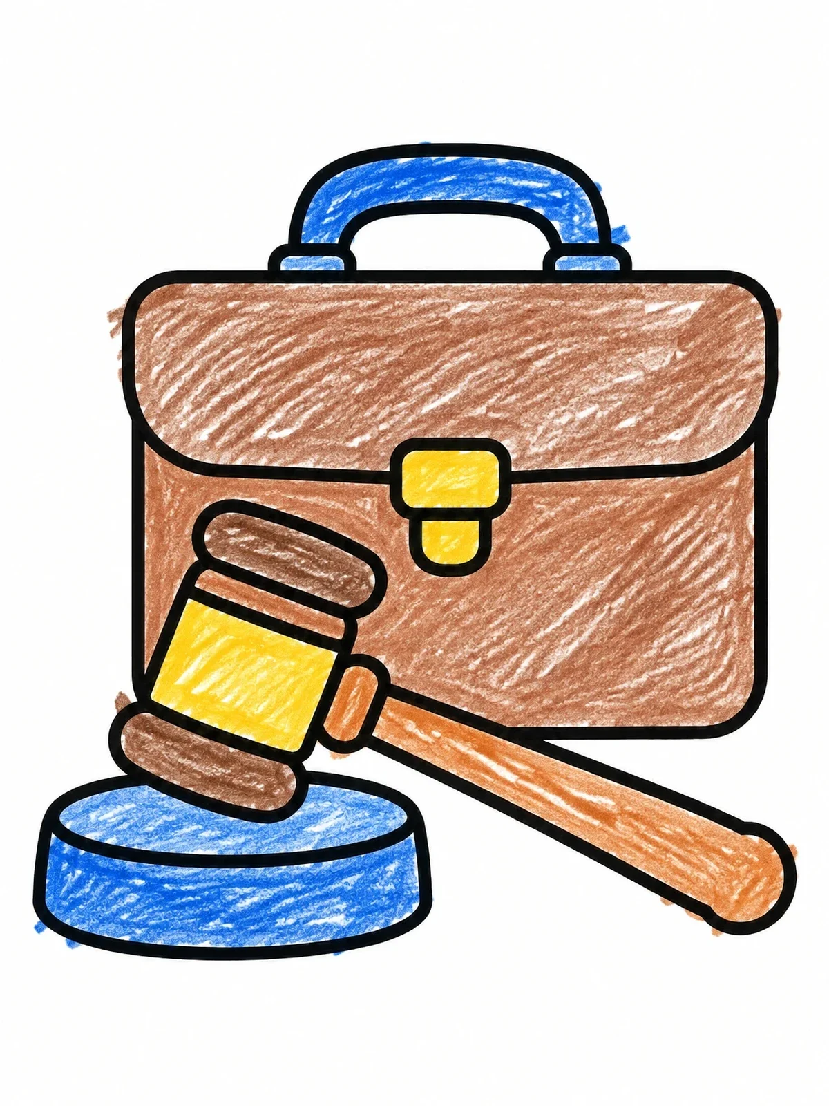 Colored example of the Judge Gavel And Lawyer Briefcase coloring page