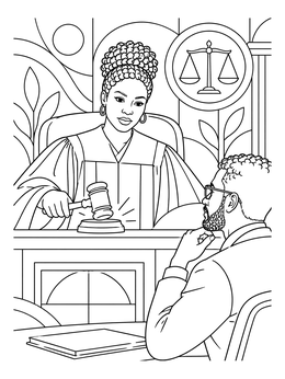 Free printable Judge With Gavel And Listening Lawyer coloring page
