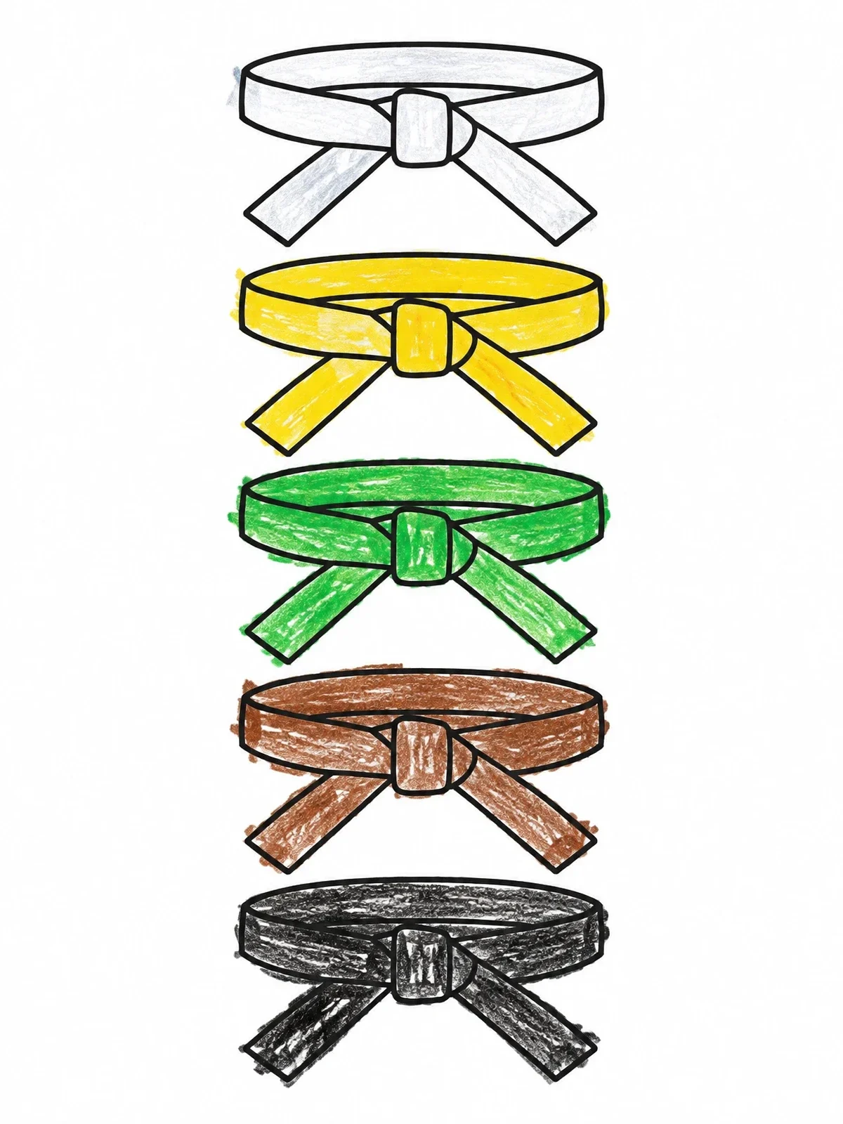 Colored example of the Stack Of Martial Arts Belts coloring page