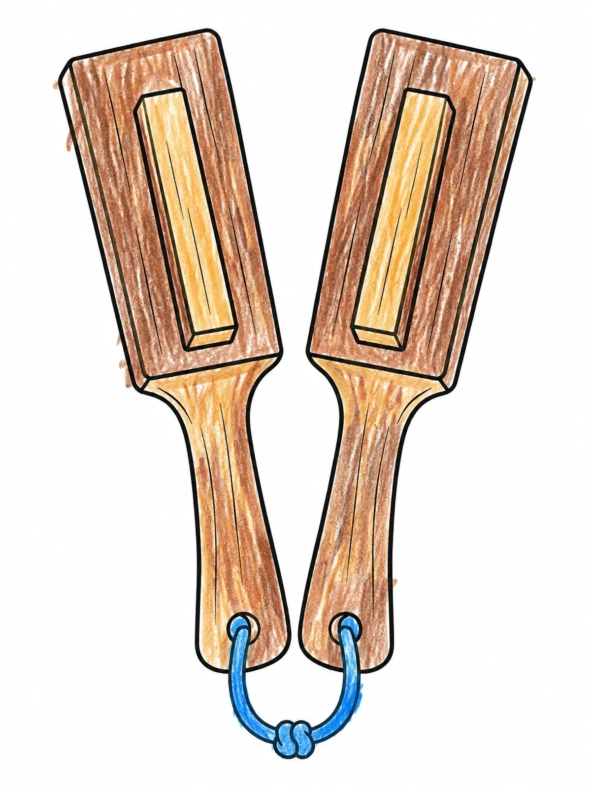 Colored example of the Traditional Martial Arts Wooden Clappers coloring page