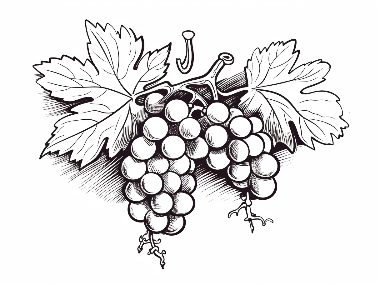 Juicy Grapes To Color - Coloring Page