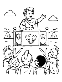 Free printable Julius Caesar Addressing Roman Soldiers coloring page