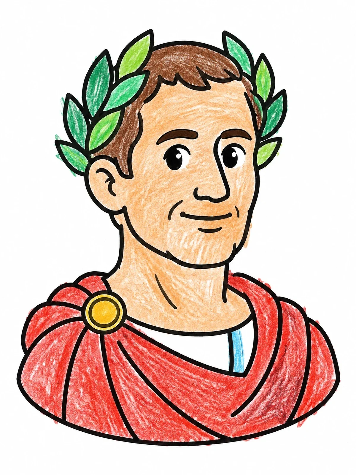 Colored example of the Julius Caesar With Laurel Wreath coloring page