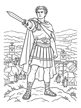 Free printable Julius Caesar Commanding His Legion coloring page